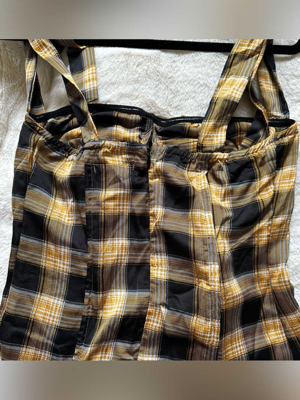 Lioness Yellow & Black Plaid Strapless Tie-Shoulder Corset Top - Picture 4 of 4